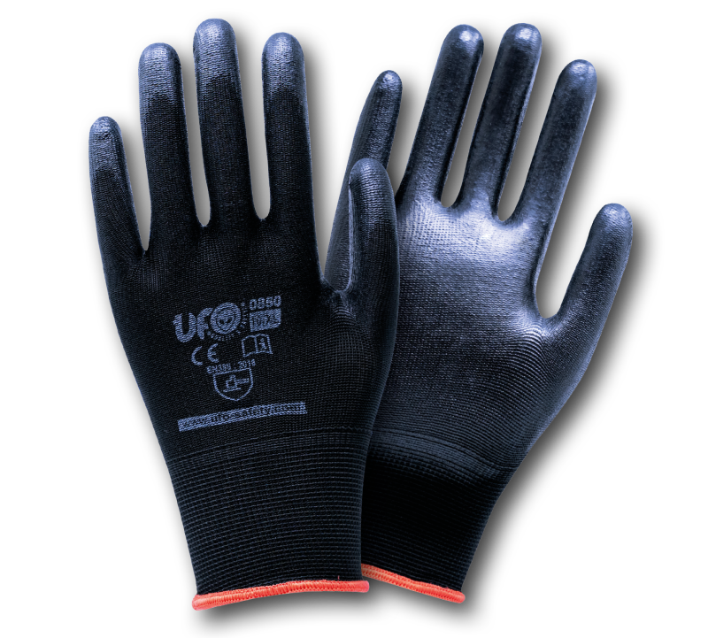 Arbeitshandschuhe aus Nylon und schwarzem Polyurethan, nahtlos, 01 Paar | UFO