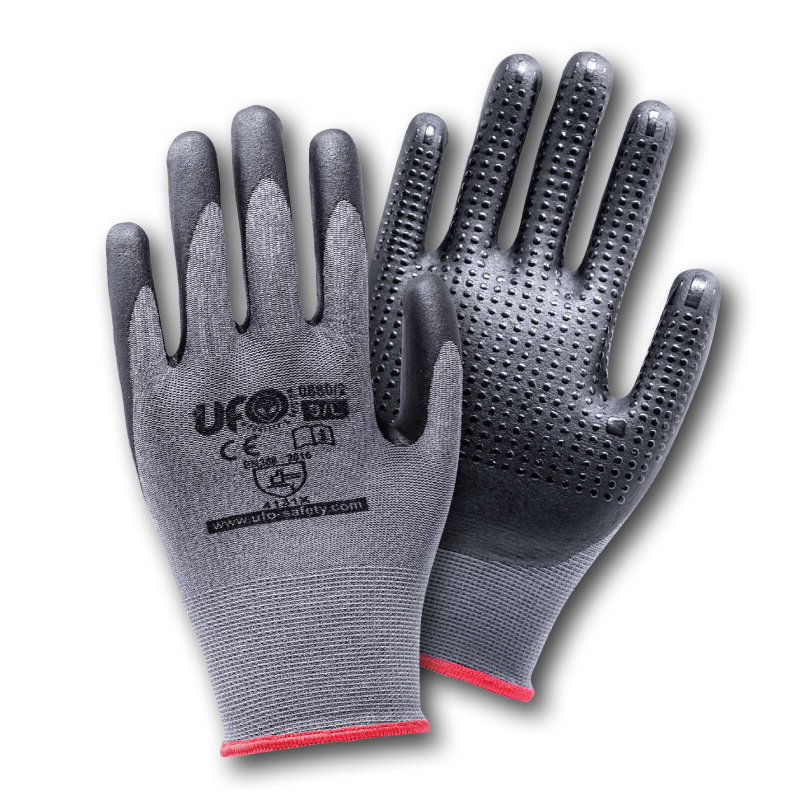 ARBEITSHANDSCHUHE NITRIL DOTTED SCHWARZ NYLON 9L 01 PAAR | UFO