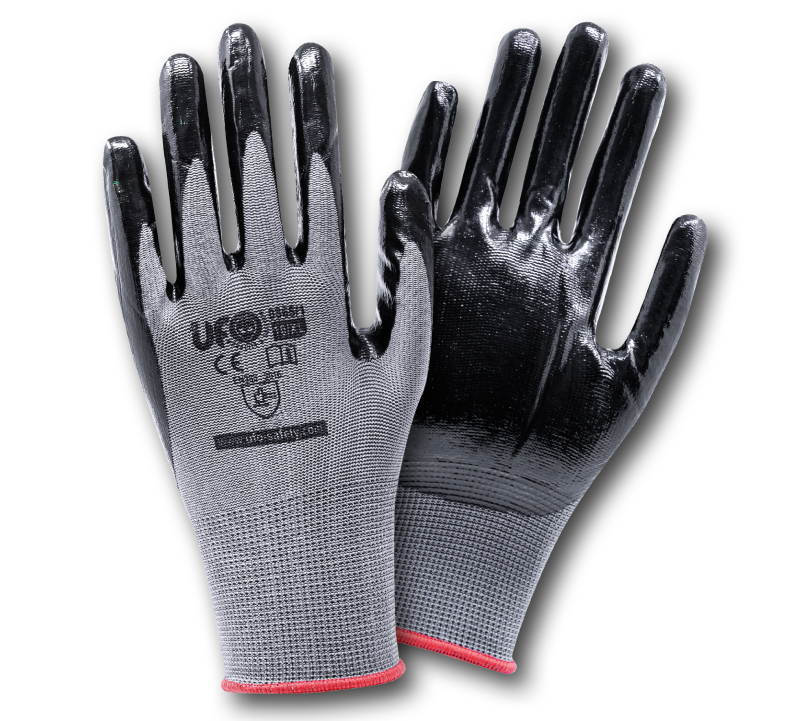 Nahtlose Arbeitshandschuhe aus schwarzem Nitro und Nylon 01 Paar