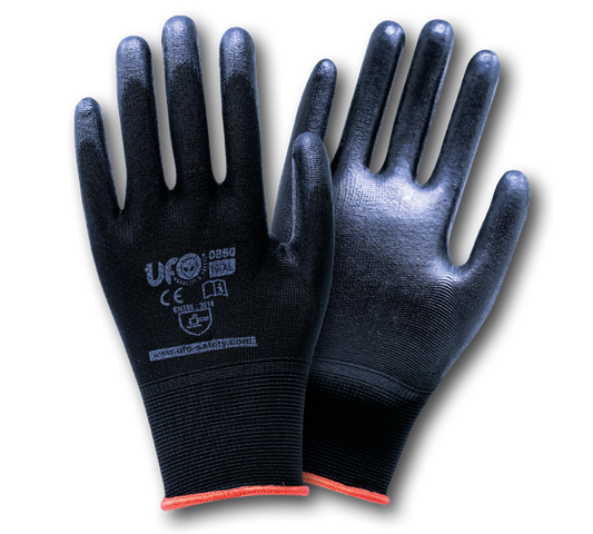 Work Gloves in Nylon and Black Polyurethane Seamless 01 pair | UFO 